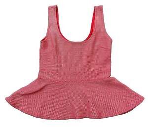 Bebe Women's XS Pink Metallic Knit Peplum Tank Top Y2K Party Clubwear USA